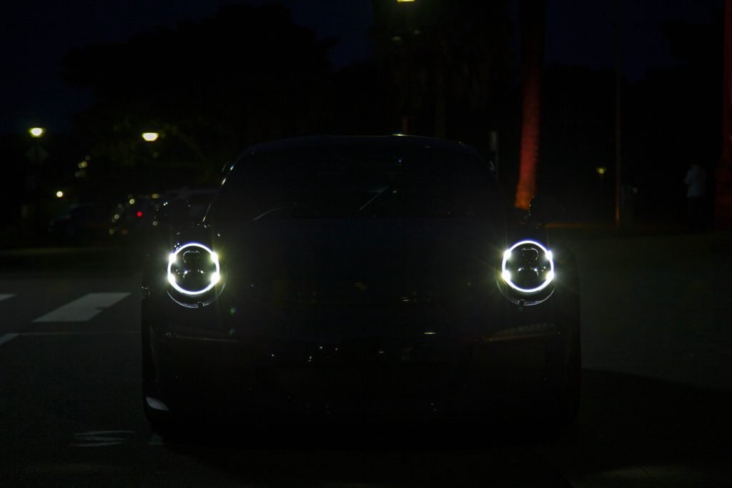 Porsche 911 GT3 RS lights at night